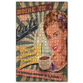 Cakapuzzle Güzel Kadın Nefis Kahve Afişi Görseli Ahşap 500 Parça Puzzle