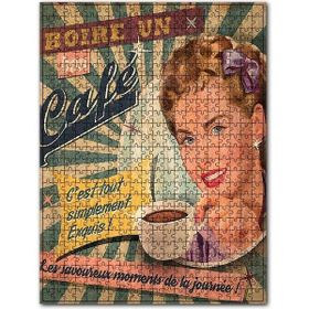 Cakapuzzle Güzel Kadın Nefis Kahve Afişi Görseli Ahşap 500 Parça Puzzle