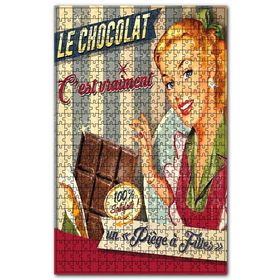 Cakapuzzle Güzel Kadın ve Çikolata Afişli Görsel Ahşap 500 Parça Puzzle