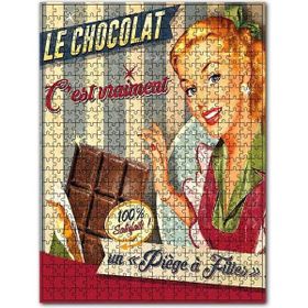 Cakapuzzle Güzel Kadın ve Çikolata Afişli Görsel Ahşap 500 Parça Puzzle