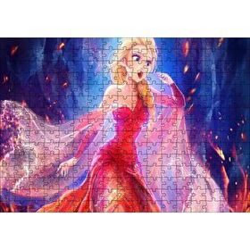 Cakapuzzle Güzel Prenses Elsa Kırmızı Elbise Görseli 120 Parça Ahşap Puzzle