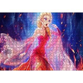 Cakapuzzle Güzel Prenses Elsa Kırmızı Elbise Görseli 120 Parça Ahşap Puzzle