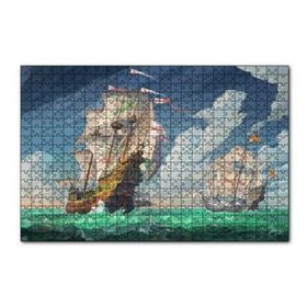 Cakapuzzle Haçlı Gemileri Dalgalı Deniz ve Bulutlu Gökler 120 Parça Ahşap Puzzle