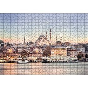 Cakapuzzle Haliçte Vapurlar ve Arkada Camiler Mdf 500 Parça Puzzle