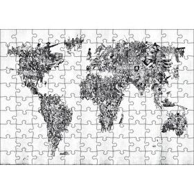 Cakapuzzle Halklardan Oluşan Dünya Haritası 120 Parça Ahşap Puzzle