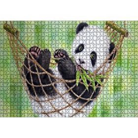 Cakapuzzle Hamakta Dinlenen Panda Dijital Çizim 120 Parça Ahşap Puzzle