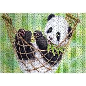 Cakapuzzle Hamakta Dinlenen Panda Dijital Çizim 120 Parça Ahşap Puzzle