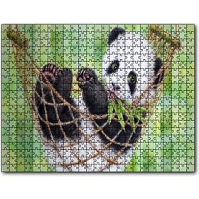 Cakapuzzle Hamakta Dinlenen Panda Dijital Çizim Mdf 120 Parça Puzzle