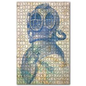 Cakapuzzle Harita Nostaljik Dalgıç Kıyafeti Görseli Ahşap 255 Parça Puzzle