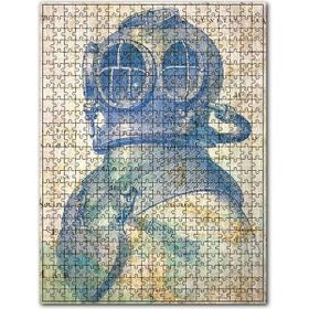 Cakapuzzle Harita Nostaljik Dalgıç Kıyafeti Görseli Ahşap 255 Parça Puzzle