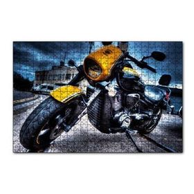 Cakapuzzle Harley Davidson Sarı Siyah Cruiser Motorsiklet 120 Parça Ahşap Puzzle