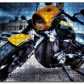 Cakapuzzle Harley Davidson Sarı Siyah Cruiser Motorsiklet Mdf 1000 Parça Puzzle