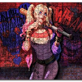 Cakapuzzle Harley Quinn ve Beyzbol Sopası Mdf 1000 Parça Puzzle