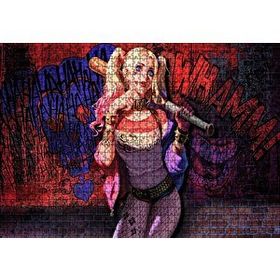 Cakapuzzle Harley Quinn ve Beyzbol Sopası Mdf 1000 Parça Puzzle