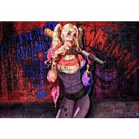 Cakapuzzle Harley Quinn ve Beyzbol Sopası Mdf 120 Parça Puzzle
