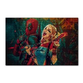 Cakapuzzle Harley Quinn ve Spider Man Çizim 120 Parça Ahşap Puzzle