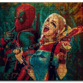 Cakapuzzle Harley Quinn ve Spider man Çizim Mdf 1000 Parça Puzzle