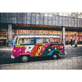 Cakapuzzle Hippi Tarzı Süslenmiş Volkswagen Minibüs 255 Parça Puzzle