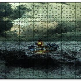 Cakapuzzle Hırçin Deniz Tekne Bulutlar Ahşap 500 Parça Puzzle