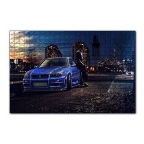 Cakapuzzle Hızlı ve Öfkeli Paul Walker Mavi Nissan 120 Parça Ahşap Puzzle