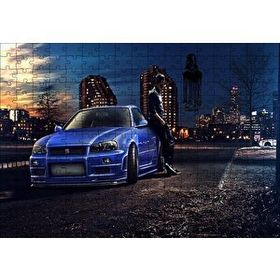 Cakapuzzle Hızlı ve Öfkeli Paul Walker Mavi Nissan 120 Parça Ahşap Puzzle