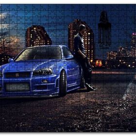 Cakapuzzle Hızlı ve Öfkeli Paul Walker Mavi Nissan Mdf 1000 Parça Puzzle