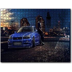 Cakapuzzle Hızlı ve Öfkeli Paul Walker Mavi Nissan Mdf 1000 Parça Puzzle