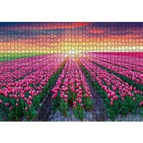 Cakapuzzle Hollanda Gündoğumunda Lale Tarlaları 120 Parça Ahşap Puzzle