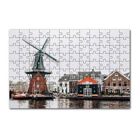 Cakapuzzle Hollanda Yeldeğirmeni ve Şirin Kasaba 120 Parça Ahşap Puzzle