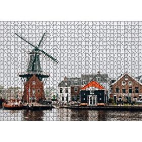 Cakapuzzle Hollanda Yeldeğirmeni ve Şirin Kasaba Mdf 1000 Parça Puzzle
