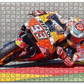 Cakapuzzle Honda Repsol Turuncu Motorsiklet Sola Virajda Mdf 120 Parça Puzzle