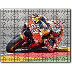 Cakapuzzle Honda Repsol Turuncu Motorsiklet Sola Virajda Mdf 500 Parça Puzzle