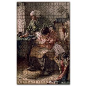 Cakapuzzle İhtiyar ve Hasta Kızı Yağlıboya Ahşap 255 Parça Puzzle