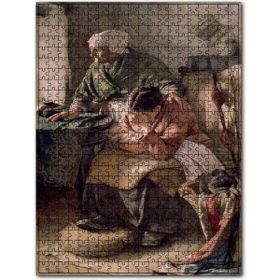 Cakapuzzle İhtiyar ve Hasta Kızı Yağlıboya Ahşap 255 Parça Puzzle