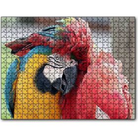Cakapuzzle Iki Amerika Papağanı Sarılmaca Görseli 1000 Parça Yapboz Mdf Puzzle
