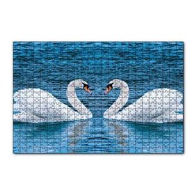 Cakapuzzle İki Beyaz Kuğu Kalp Şekli 120 Parça Ahşap Puzzle
