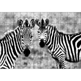 Cakapuzzle İki Sevimli Zebra Görseli 120 Parça Ahşap Puzzle
