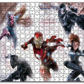 Cakapuzzle Iron Man Black Widow Falcon Black Mdf 120 Parça Puzzle