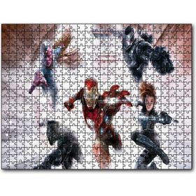 Cakapuzzle Iron Man Black Widow Falcon Black Mdf 120 Parça Puzzle