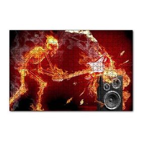 Cakapuzzle İskelet Gitarist Alevler İçinde 120 Parça Ahşap Puzzle
