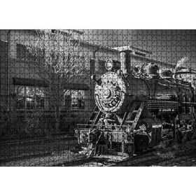 Cakapuzzle İstasyon ve Buharlı Tren Siyah Beyaz 120 Parça Ahşap Puzzle
