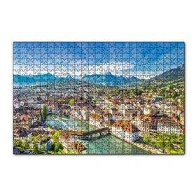 Cakapuzzle İsviçre Luzern ve Arkaplanda Dağlar 120 Parça Ahşap Puzzle
