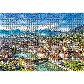 Cakapuzzle İsviçre Luzern ve Arkaplanda Dağlar 120 Parça Ahşap Puzzle