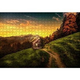 Cakapuzzle İsviçre Orman Manzaralı Dağ Evi 120 Parça Ahşap Puzzle