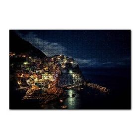 Cakapuzzle İtalya Manarola Sahil Kasabası Gece Manzarası 120 Parça Ahşap Puzzle