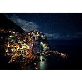 Cakapuzzle İtalya Manarola Sahil Kasabası Gece Manzarası 120 Parça Ahşap Puzzle