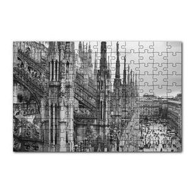 Cakapuzzle İtalya Milano Görkemli Katedral Siyah Beyaz 120 Parça Ahşap Puzzle