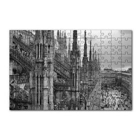 Cakapuzzle İtalya Milano Görkemli Katedral Siyah Beyaz 120 Parça Ahşap Puzzle