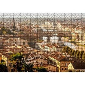 Cakapuzzle İtalya Şehir Köprüler ve Nehir Manzarası 120 Parça Ahşap Puzzle