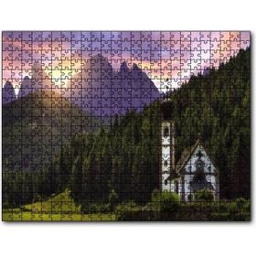 Cakapuzzle Italya St Magdalena Kilisesi Orman ve Dağlar 500 Parça Puzzle